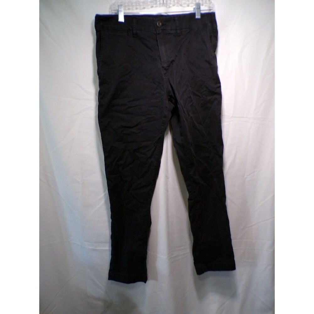 American Eagle Flex Chino Pants Men's Black Flat Front 32x30 Cotton Stretch